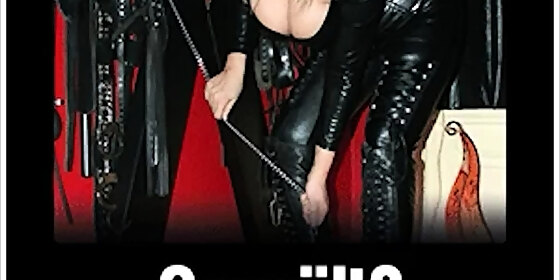 blonde femdom babe in latex use slave for her pussy