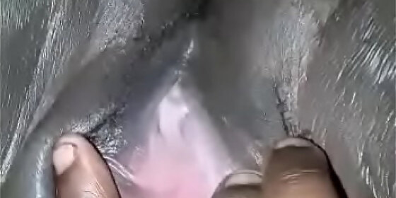 spreading my tight shaved pussy upclose