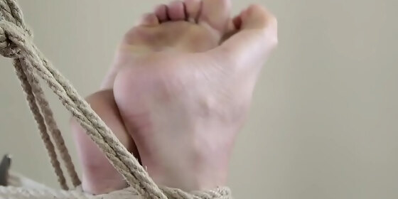 hogtie gym bondage for busty babe