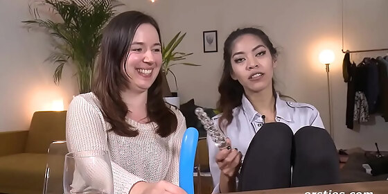 these girls enjoy a dirty candle lit dinner