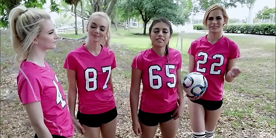 tiny teen riley star and her hot bff fuck two guys from university after soccer practice