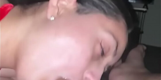 thick italian girl gobbles on my cock and deepthroats