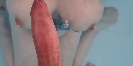 step mom was swimming in the pool and saw the guy s big dick