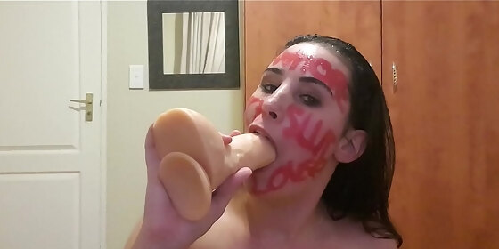 self punish pissing slapping gagging with dirty talking