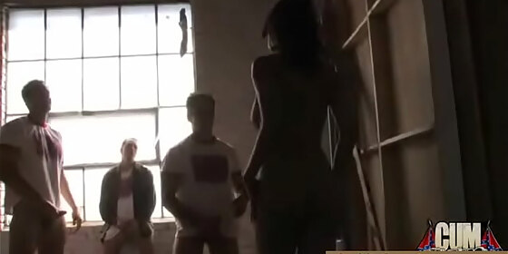 ebony fucked by a group of white dicks in gangbang