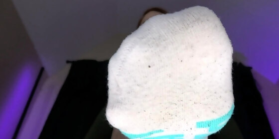 sexy leggy brunette enjoys foot fetish