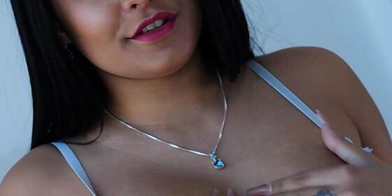 busty serena santos receives a mouthful of cum after