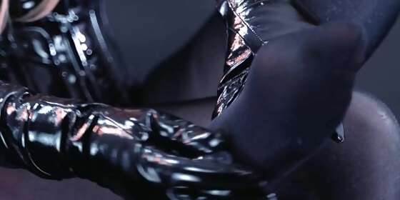nylon foot fetish in black pantyhose with ice cube