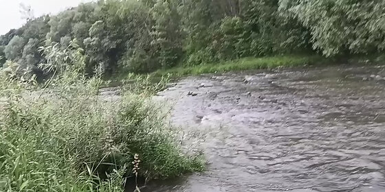 public blowjob by the river with huge facial