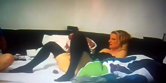 german couple girlfriend is horny and masturbates her beautiful little juicy cunt with vibrator toy