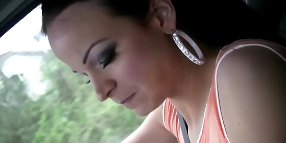 hot babe rubbing a cock while the guy driving caught on tape