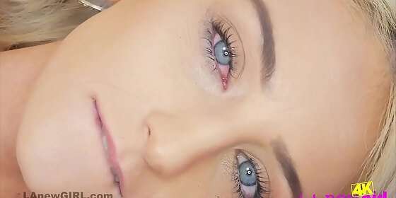 hot blonde gets aroused rubbing pussy in 4k closeup