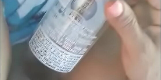 karlamary using a bottle as a dildo