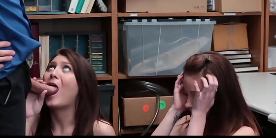 busted4k two hot teen stepsisters jojo kiss and rylee renee fucked by security guard after jojo was caught shoplifting