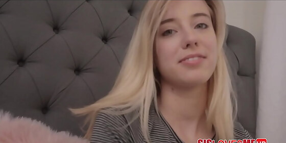 hot blonde tiny teen stepsister gets stepbro s load in mouth