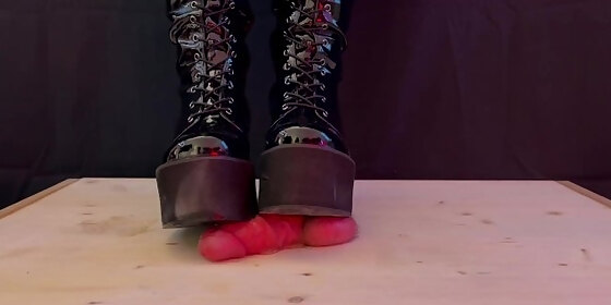 platcrush bootjob in platform knee sexy heels with tamystarly edited version cbt ballbusting