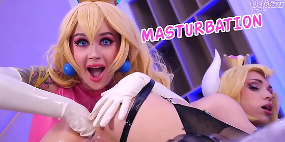 bowsette and peach in latex amaze u teaser