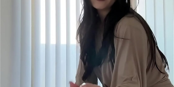 nice understanding girlfriend gives pleasurable penis massage