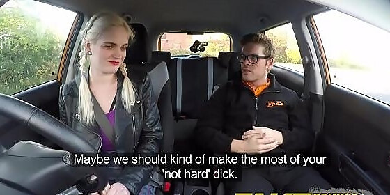 fake driving school naughty learner acquires a unfathomable internal ejaculation from driving tutor