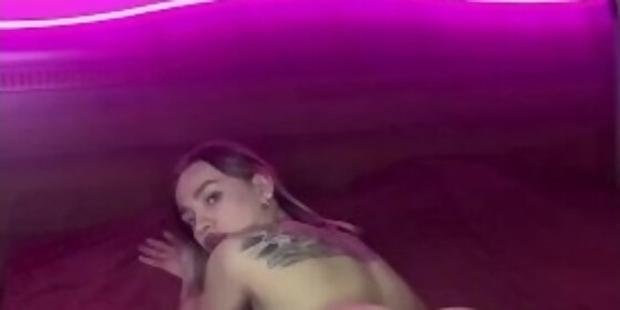 a beauty with a tattoo showed her beautiful pussy and hard masturbates her didlo