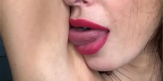 pornstar liza virgin licks her armpits spits on them and on her big tits