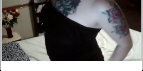 cute tatted girl plays with her cute pink nipples