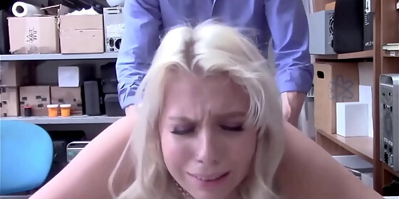 blonde teen shoplifter with small tits rough fucked to orgasm by guard after deal
