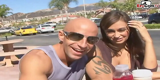 busty brunette girl picked up at the street from a big cock