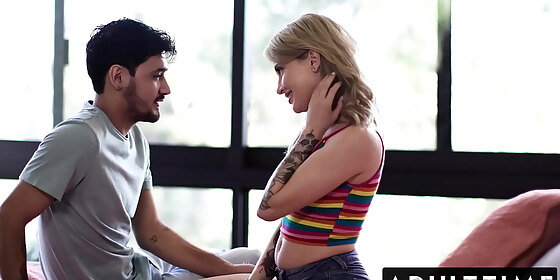 adult time shh no one can find out teen couple have intense bedroom sex and cum on each other