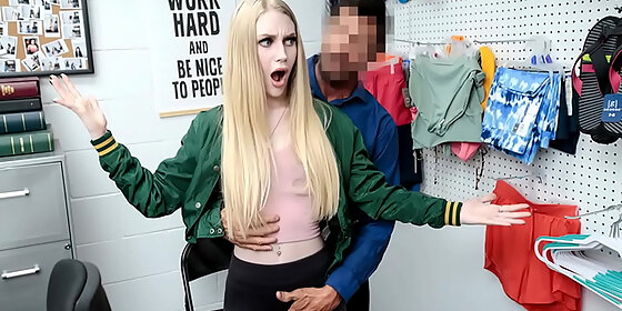 petite teen caught stealing in cctv has to comply with officer