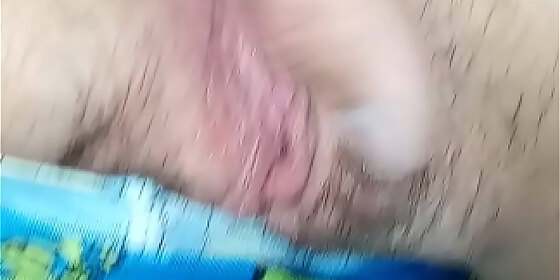 rubbing her tight pussy in shorts then pull them aside to finger and stretch it