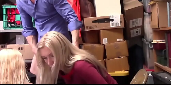 bodycavitysearch horny security officer fucks hot blonde teen stepdaughter sierra nicole in front of her shoplifting stepmom