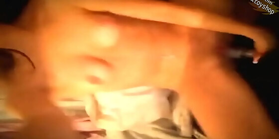 hot girl masturbating with a bottle of perfume