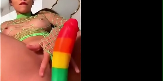perfect 20 year old girl with colorful dildo