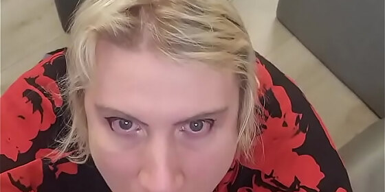 pov blowjob on couch with dildo