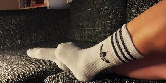 sexy soles feet fetish girl in white knee socks