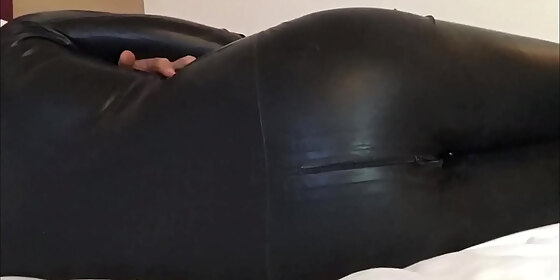 timelapse relax over the bed in latex