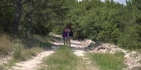 babe gets her ginger pussy fucked in nature