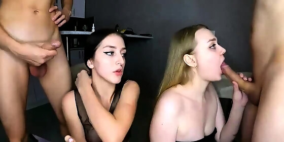 hardcore swapping foursome with facials for both teen whores