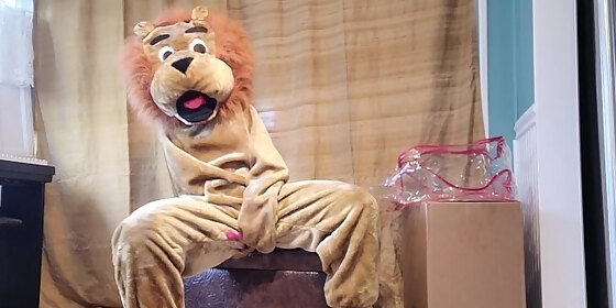 squirting in my lion mascot suit