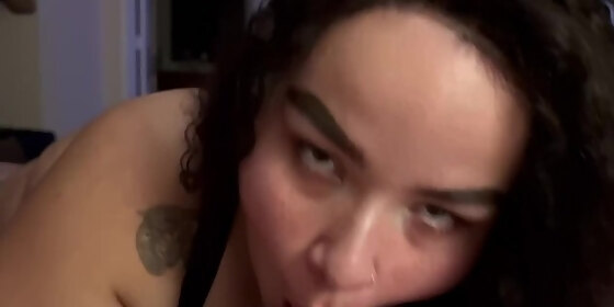 bbw slut worships her mans cock