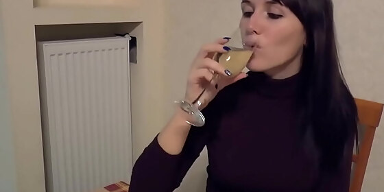 invited a neighbor for a glass of champagne