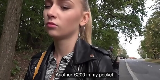 pulled blonde eurobabe riding pov dick in outdoor action