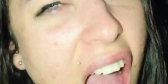 slut sucks cock and gets cum all over her