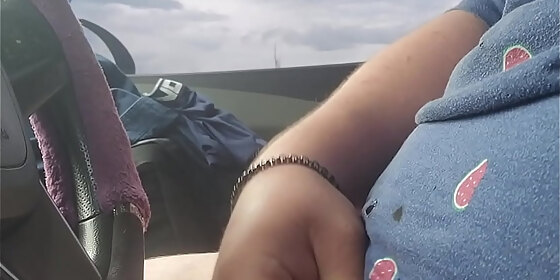 tugging my cock on the highway