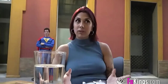 redhead babe gets an amazing porn debut with a dirty superman