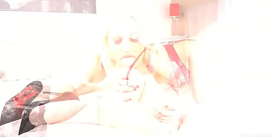 busty blonde fucks monster dildo