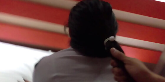 hitting it from behind with vibe in ass