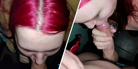 the girl sucked in the entrance and got cum in her mouth pov