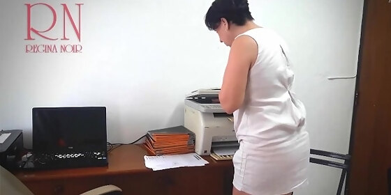 sexretary secretary scans boobs and pussy on mfp in office 1